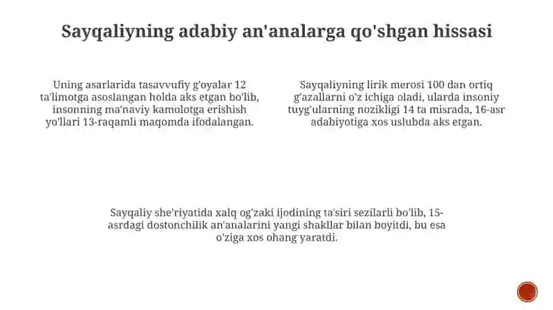 Sayqaliyning til va uslub mahorati 3