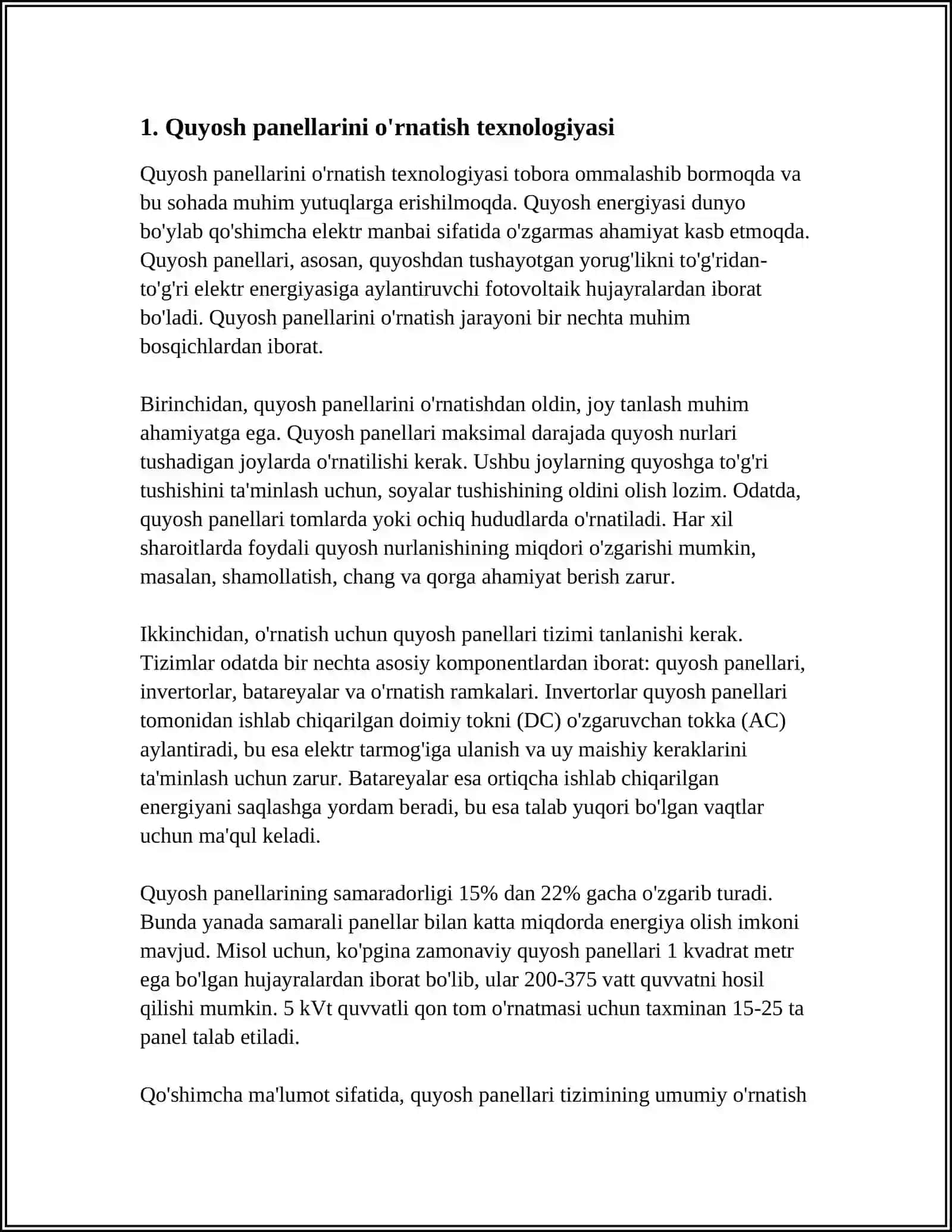 QUYOSH ENERGIYASIDAN SAMARALI FOYDALANISH 3