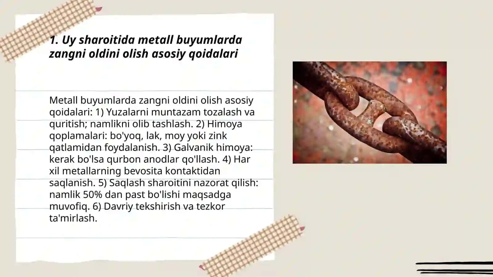 Uy sharoitida korroziyani kamaytirish 3