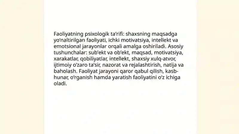 Faoliyatning psixologik tavsifi 3