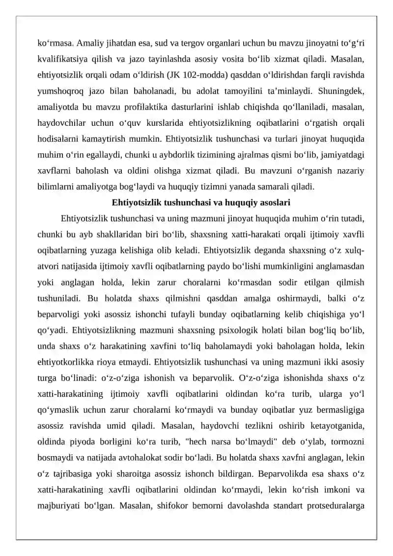 Ehtiyotsizlik tushunchasi va turlari 3