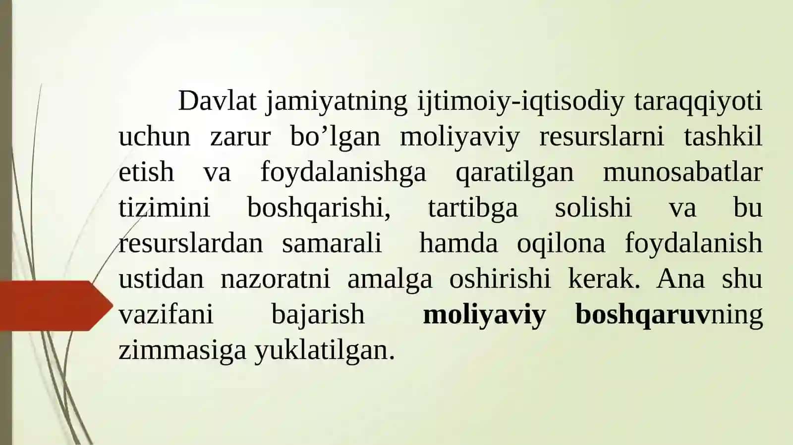 Moliyaviy boshqaruv Reja 3