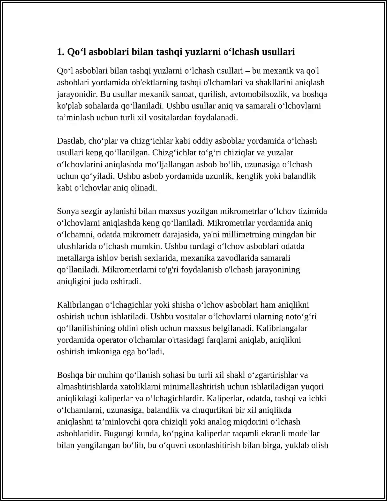 TASHQI YUZLARNI ULCHASH USULLARI 3