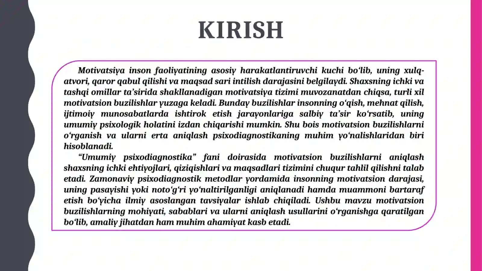 Motivatsion buzilishlar va ularni aniqlash 3