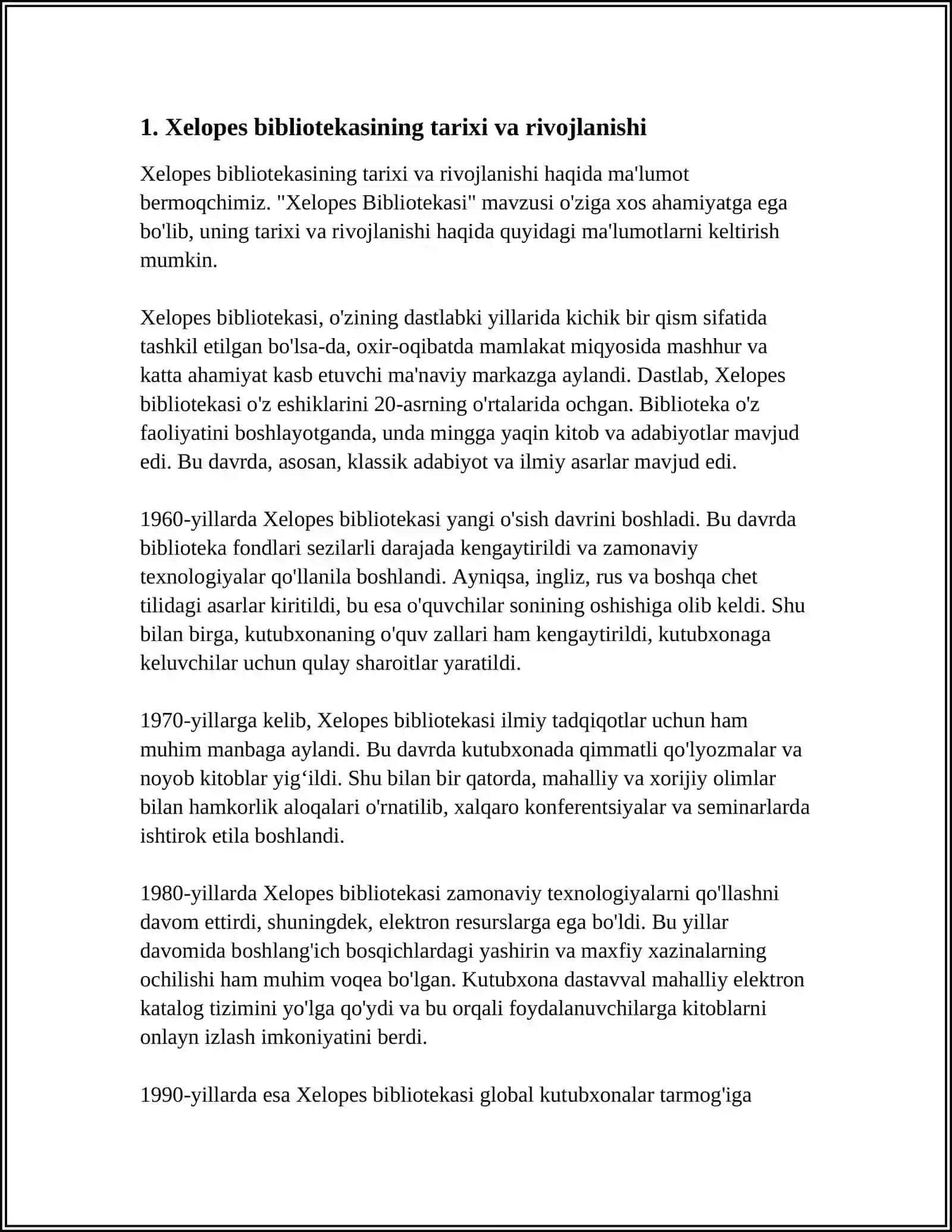 XELOPES BIBLIOTEKASI MAVZUSI 3
