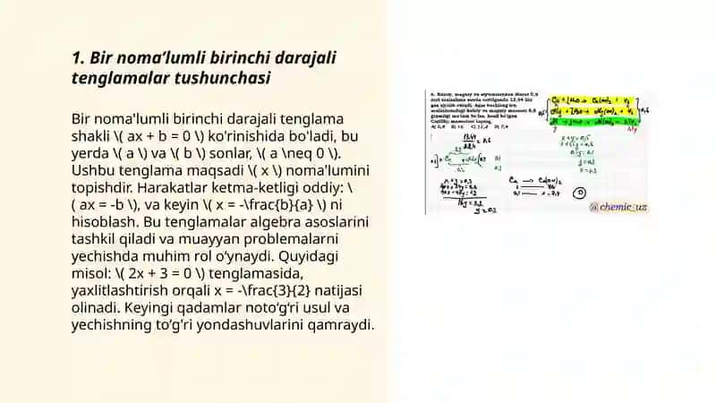 Bir nomaʼlumli birinchi darajali taqqoslamalarni yechish usullari 3