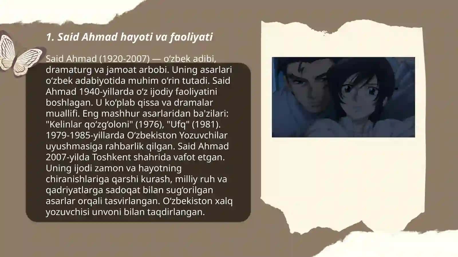 Said Ahmad Ufq romani haqida 3