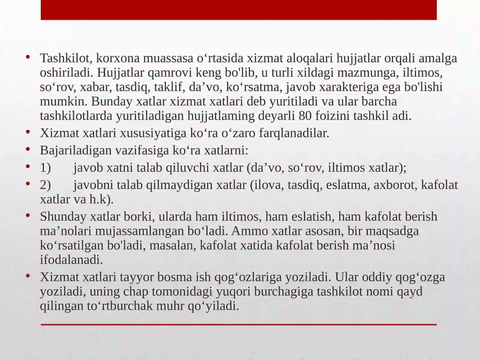 Xizmat yozishmalari 3