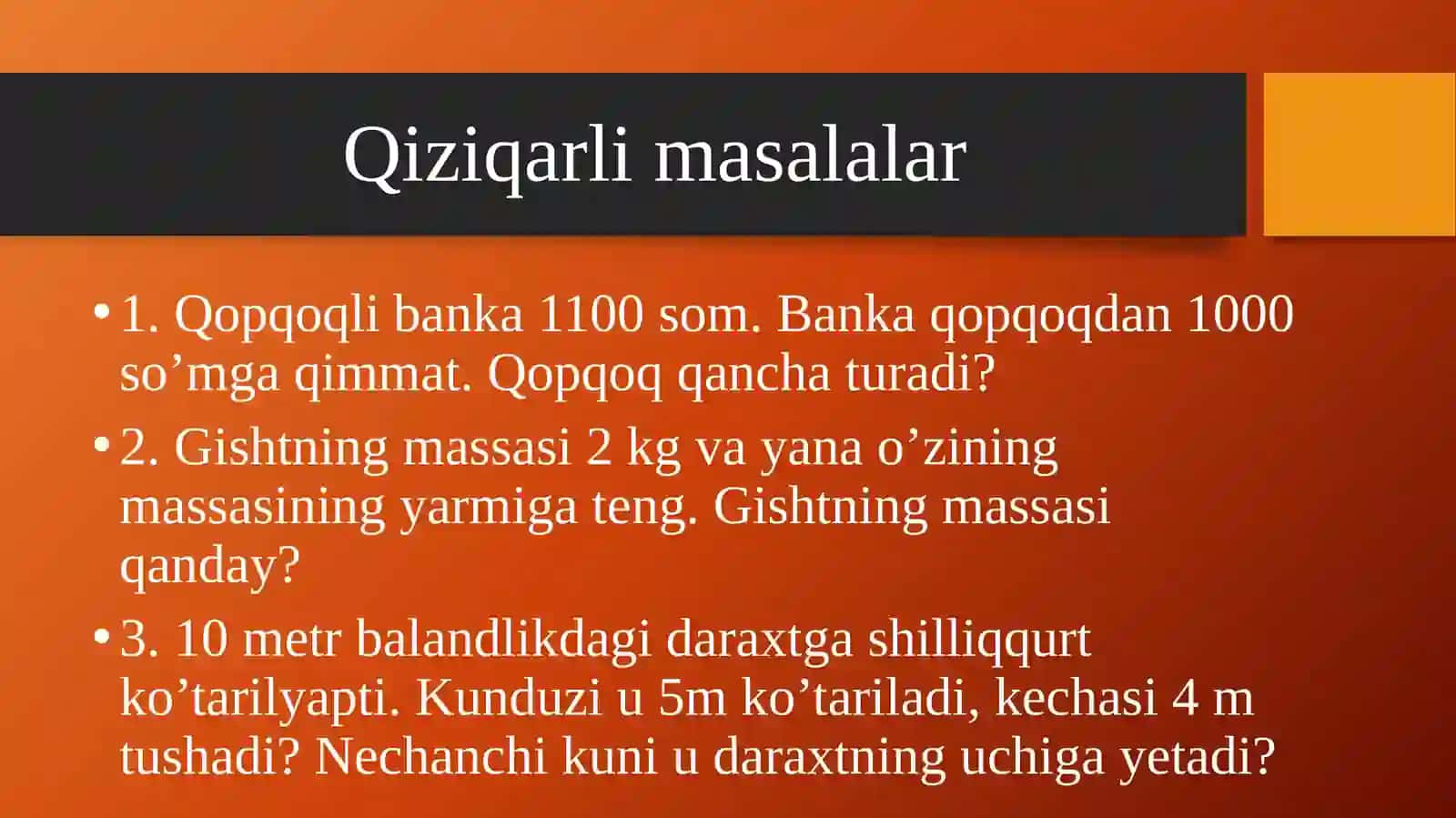 BOSHLANG’ICHSINFLARDA MATEMATIKA O‘QITISH METODLARI 3