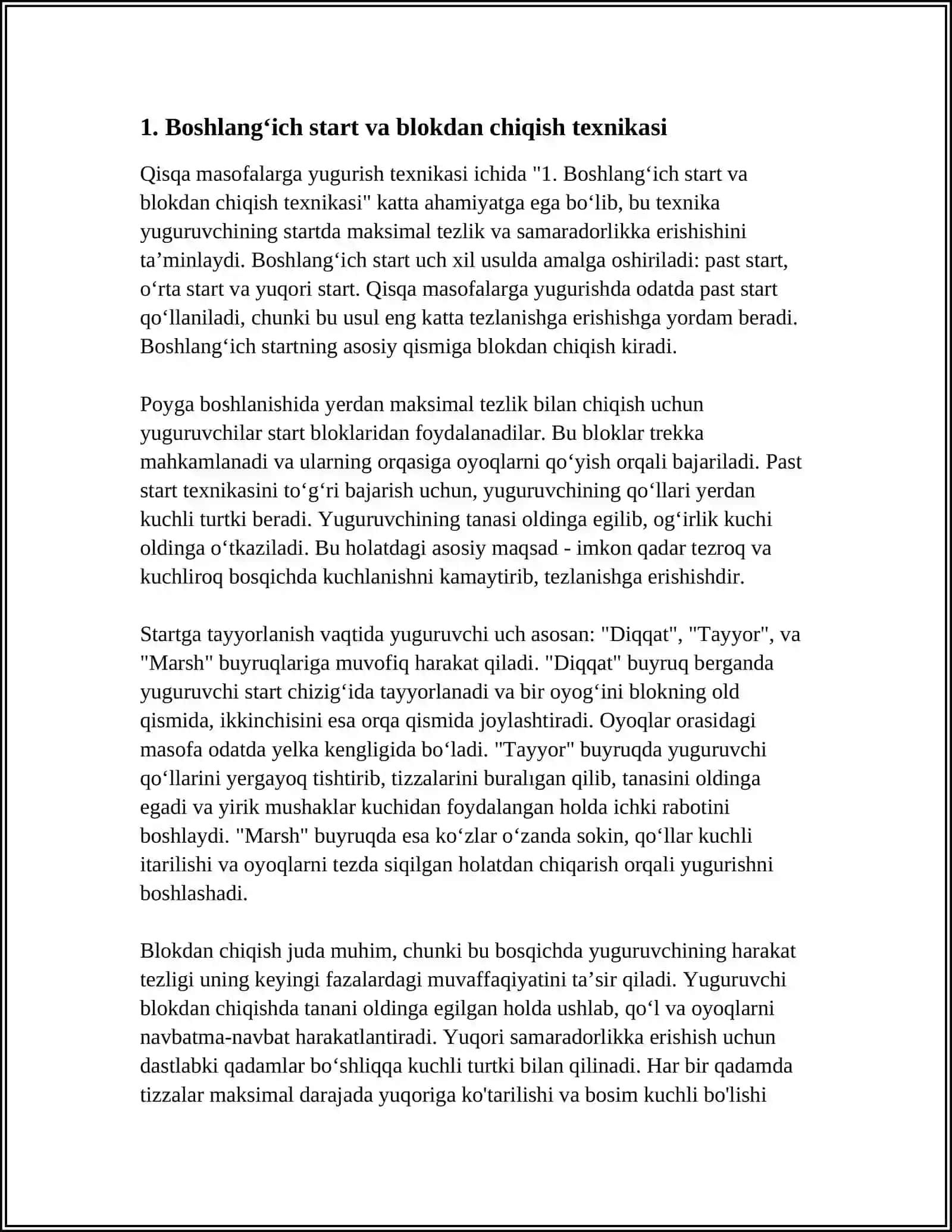 QISQA MASOFALARGA YUGURISH TEXNIKASI 3