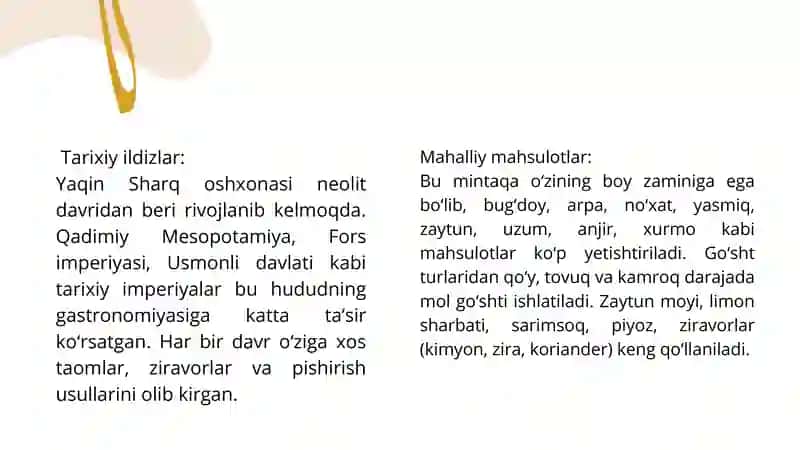 Yaqin Sharq mamlakatlari gastronomiyasi 3