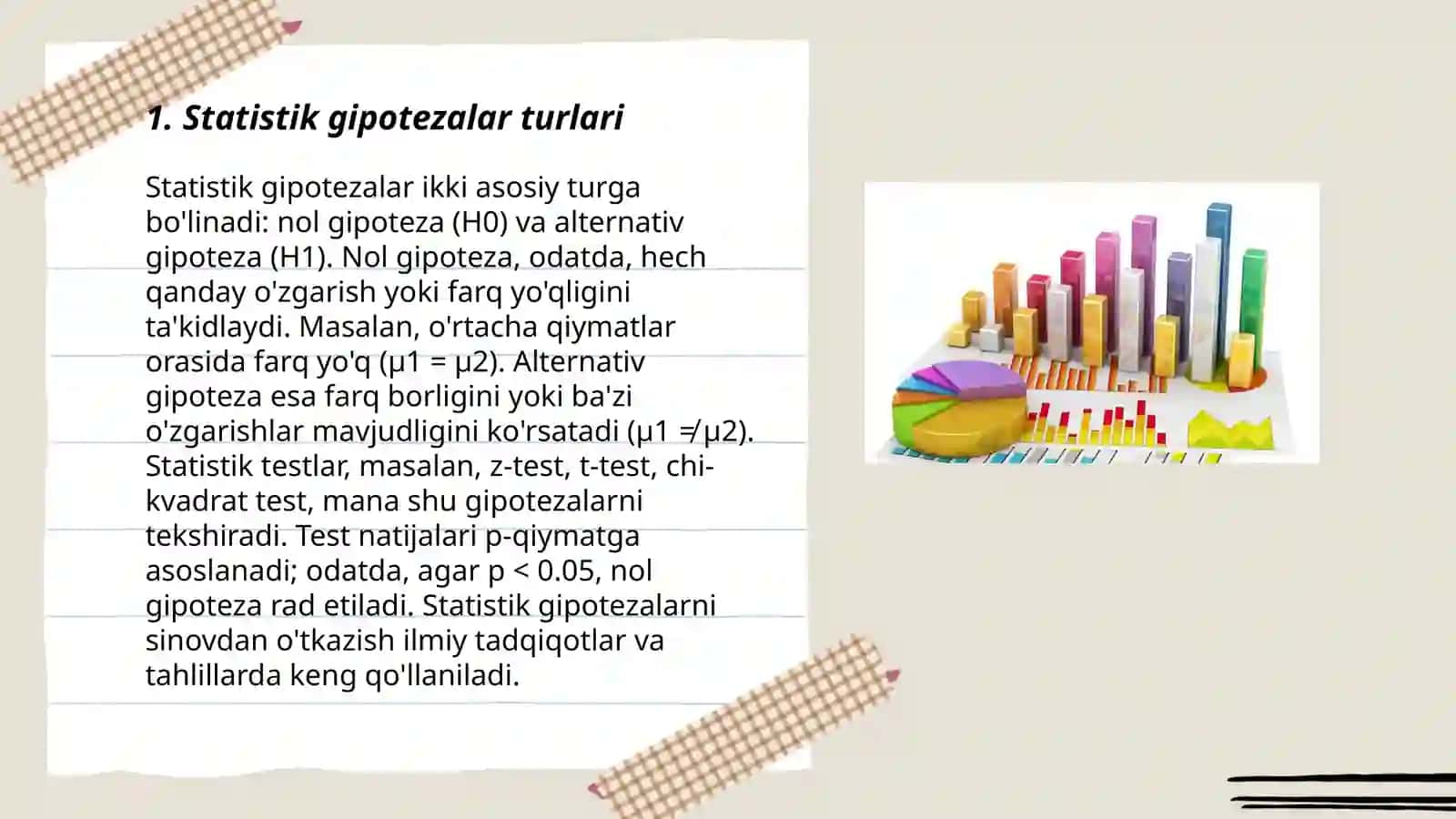 Statistik gipotezalar, nol va alternativ gipotezalar 3