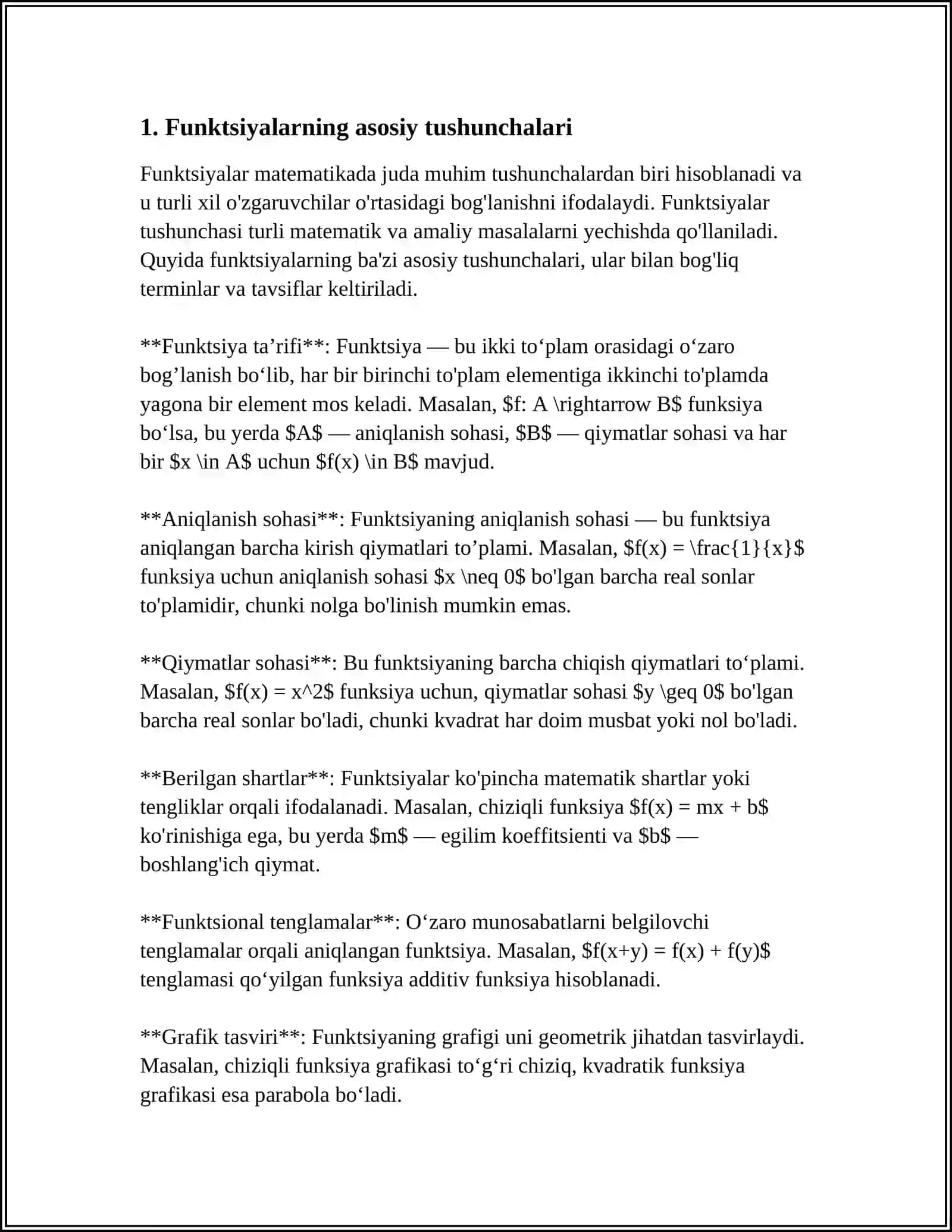 MATEMATIK FUNKSIYALAR BILAN ISHLASH 3