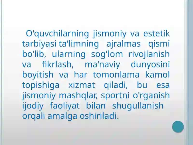 O’QUVCHILARNING JISMONIY VA ESTETIK TARBIYASI 3
