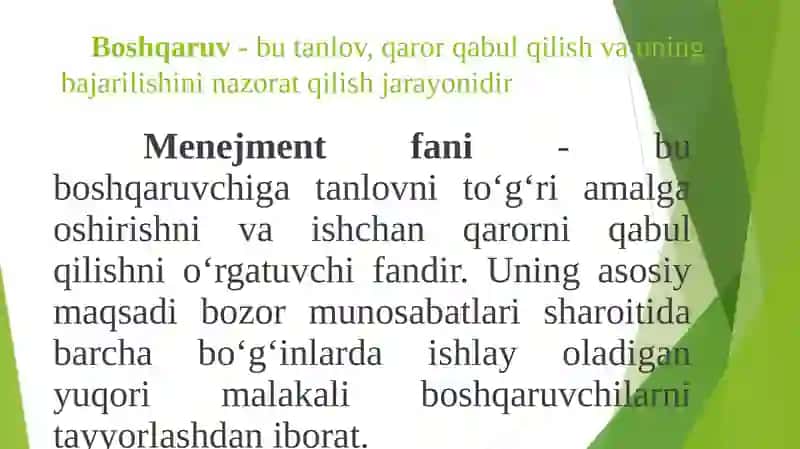 Menejmentning rivojlanish tarixi va hozirgi holati 3