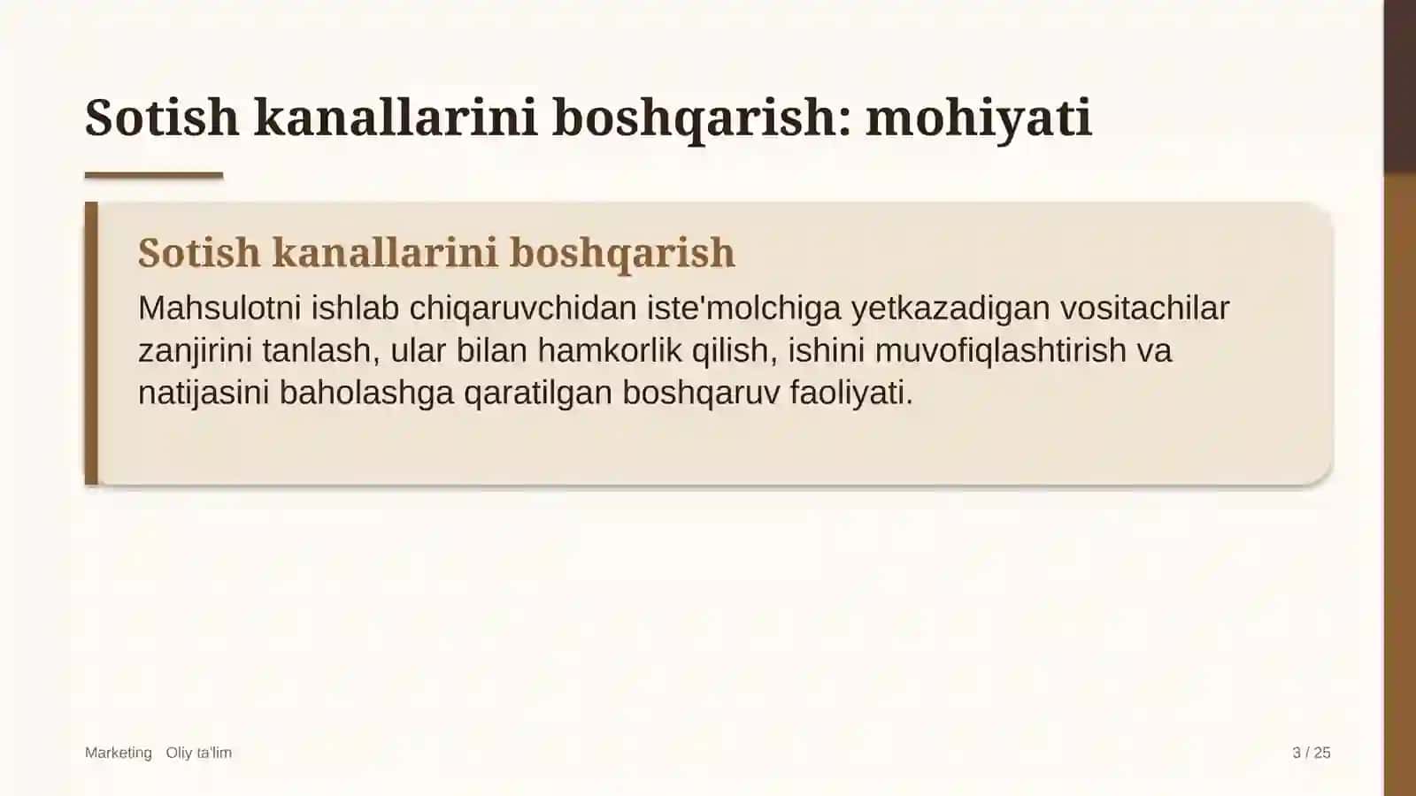 Bioenergetikada sotish kanallarini boshqarish 3