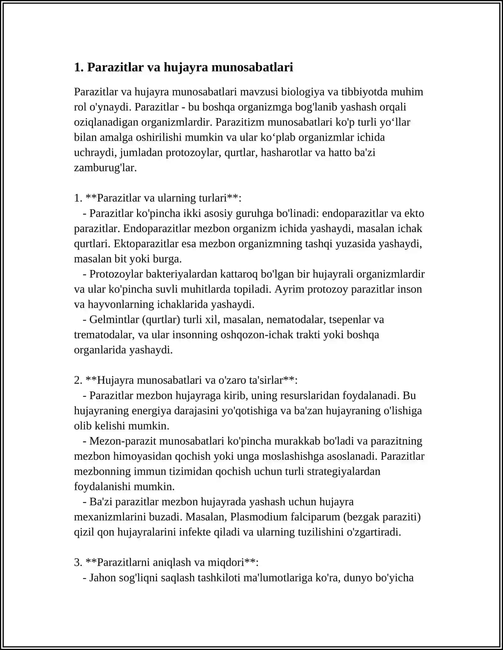 Parazit Hujoyra Munosabatlatlari 3
