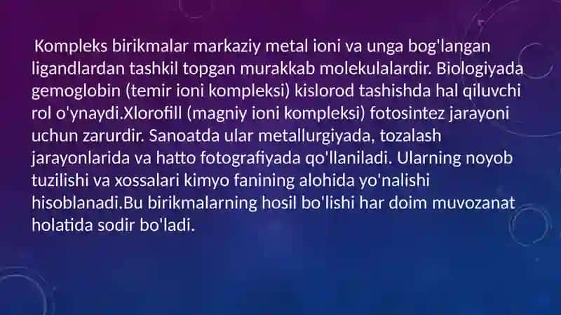 Kompleks hosil qilishda muvozanat 3