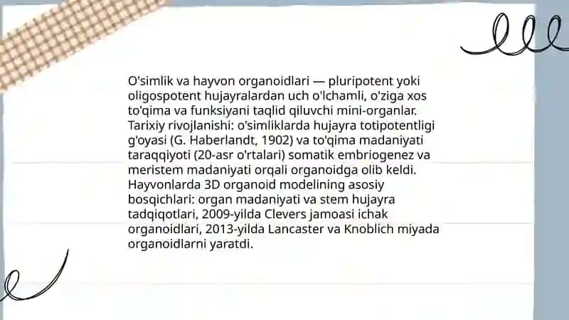 O'simlik va hayvon organoidlari 3