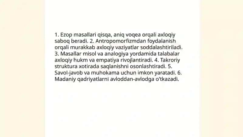 Ezop masallarining didaktik xususiyati 3