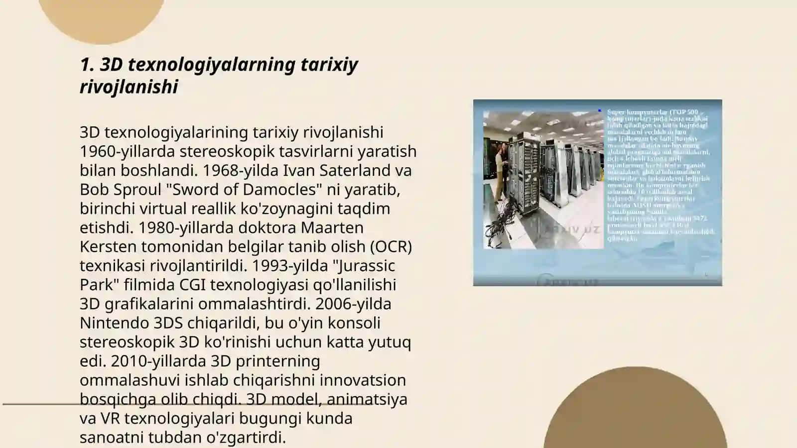 3D texnologiyalari hozirgi holati va rivoji 3