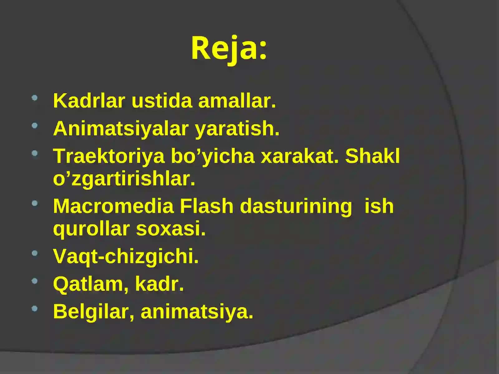 Animatsiyalar yaratish. Shakl o’zgartirishlar.Flash dasturi 3