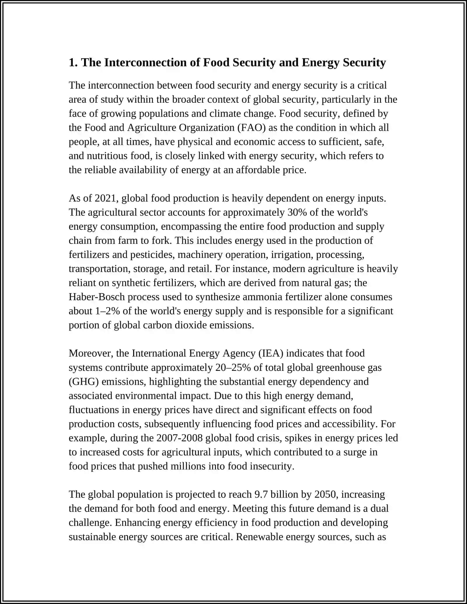 MUSTAQIL ISH Theme: FOOD SECURITY AND ENERGY SECURITY 3