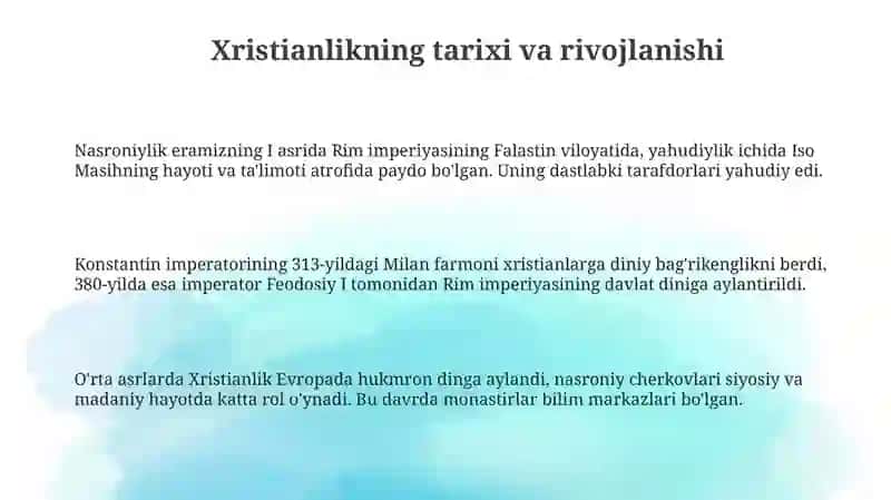 Xristianlik: Tarix, E'tiqodlar va Asosiy Amaliyotlar 3
