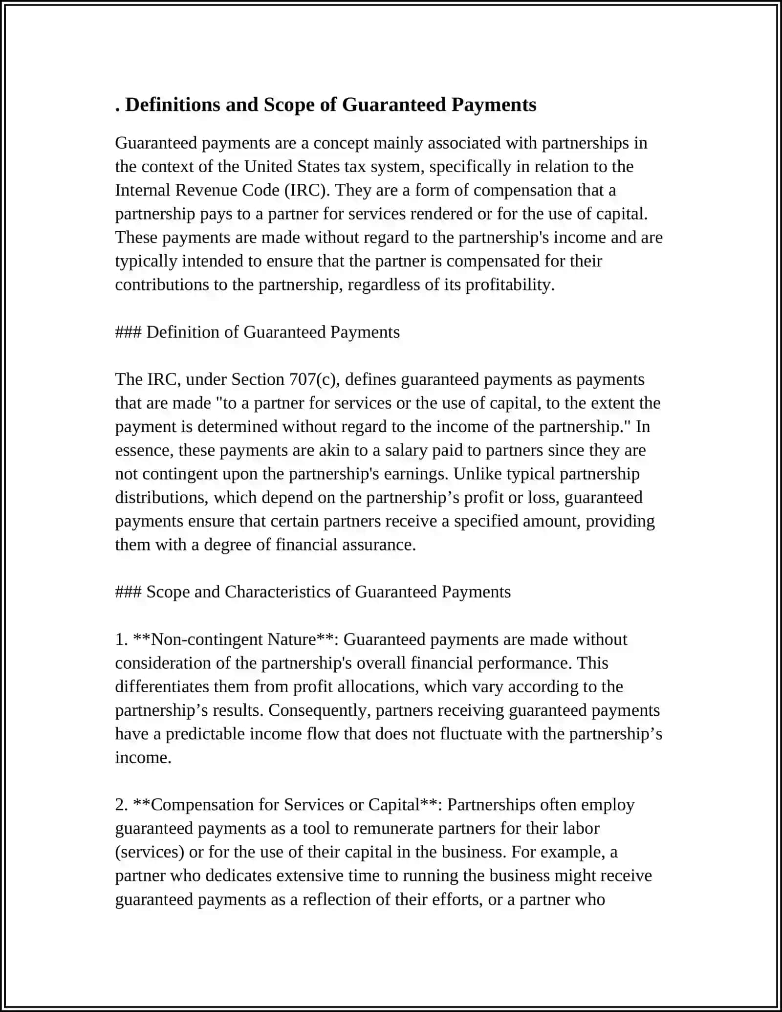 GARANTEED AND COMPENSATION PAYMENTS 3