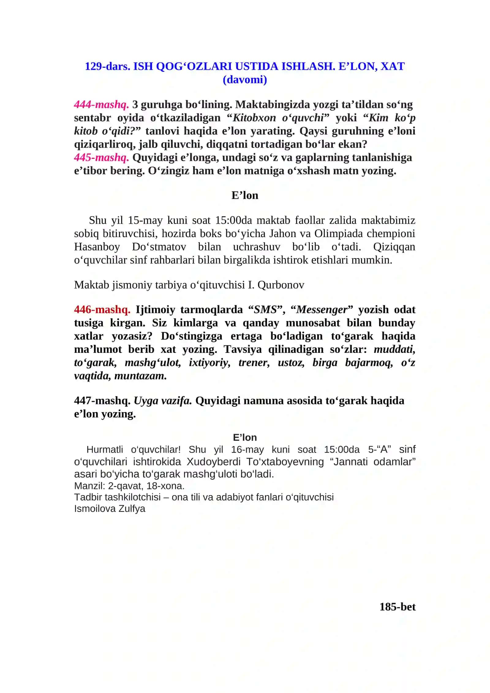 SINF ONA TILI DARSLIGI(2020-YILGI NASHR)DAGI 3