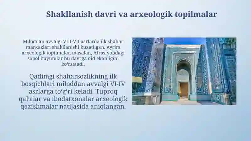 Oʻzbekiston hududidagi ilk shaharlar 3