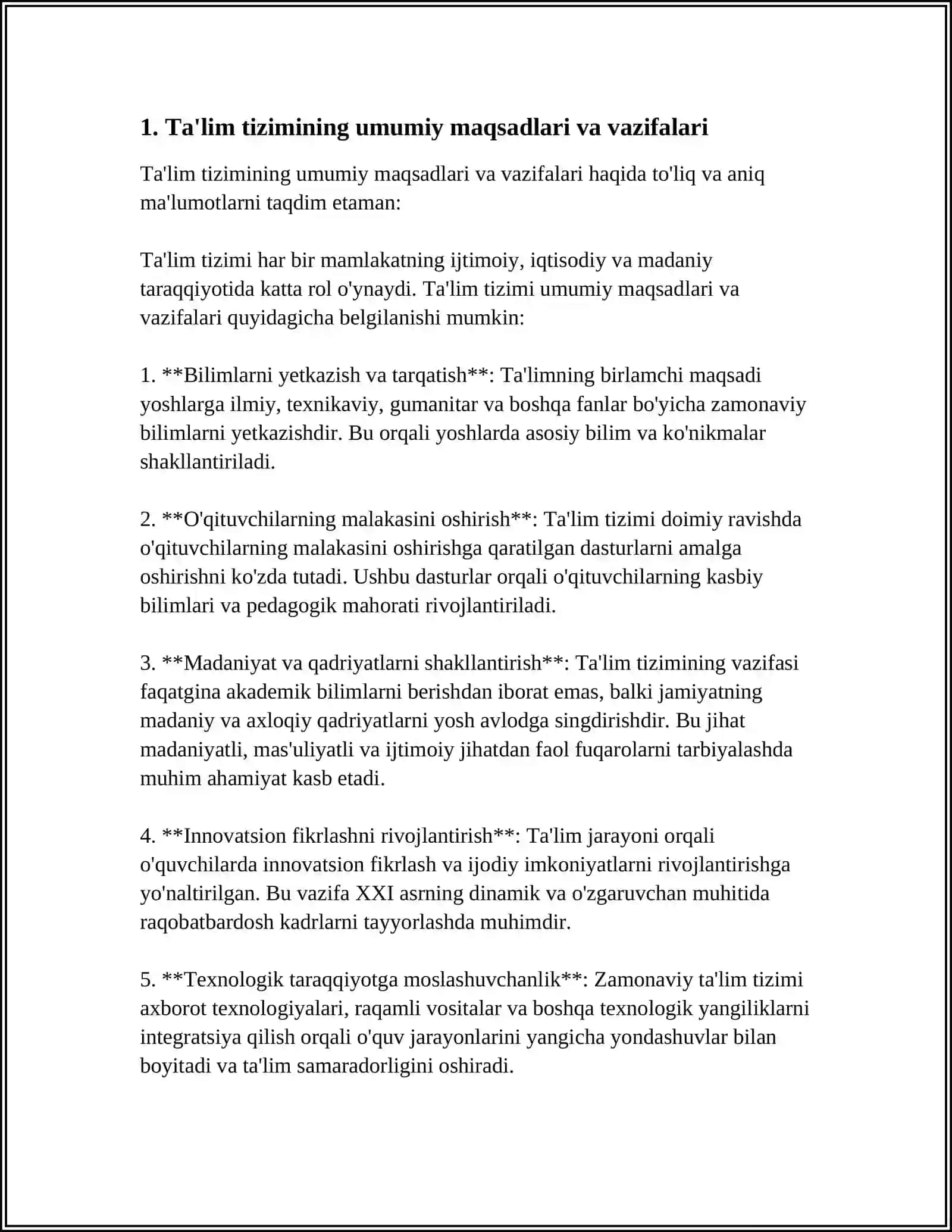O'ZBEKISTON RESPUBLIKASINING "TA'LIM TO'G'RISIDA"GI QONUNI VA UNING MOHIYATI 3