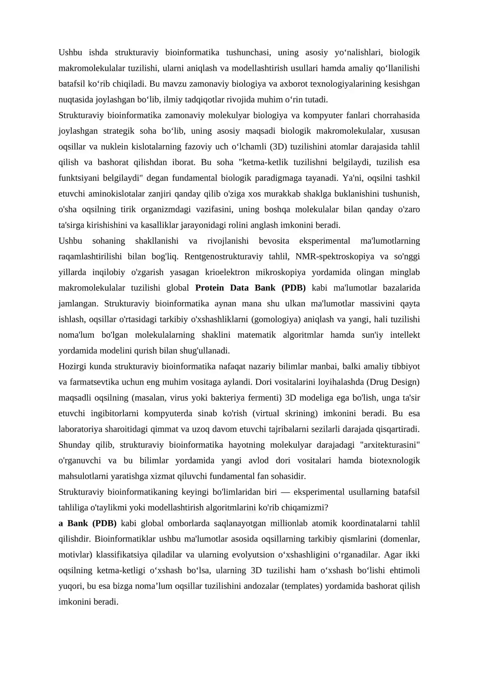 Strukturaviy bioinformatika tushunchasi 3