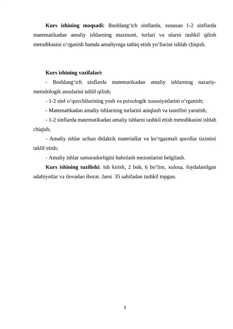 Boshlang'ich sinflarda matematikadan amaliy ishlar 3