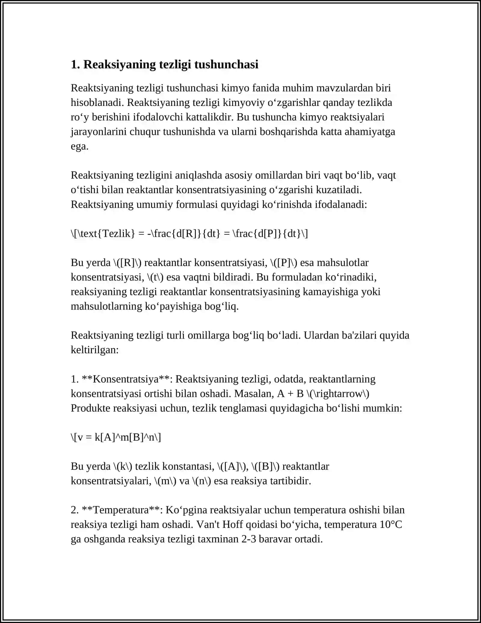 REAKSIYALARNING TEZLIGI VA MOLEKULYARLIGI 3