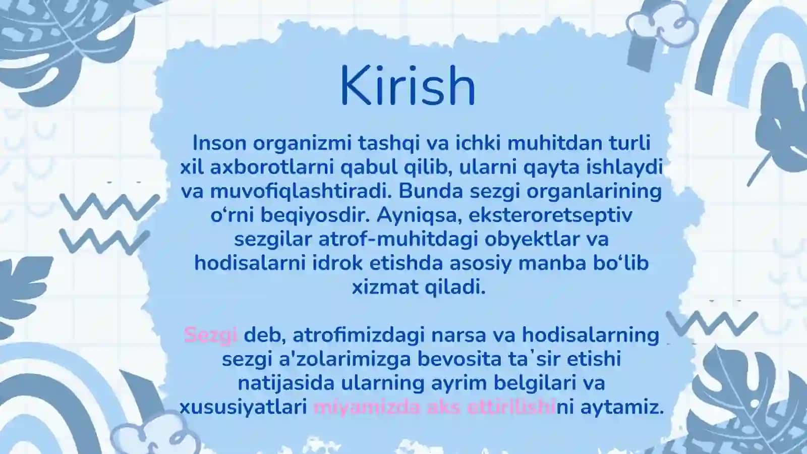 EKSTERORETSEPTIV SEZGILAR, ULARNING KLASSIFIKATSIYASI 3