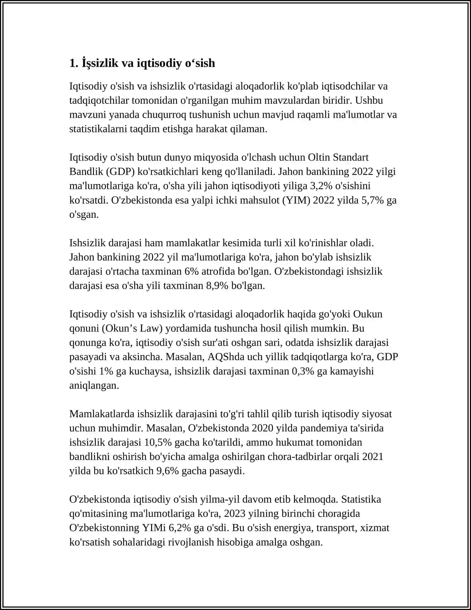 ISHSIZLIK. BIZNES SIKLLARI 3