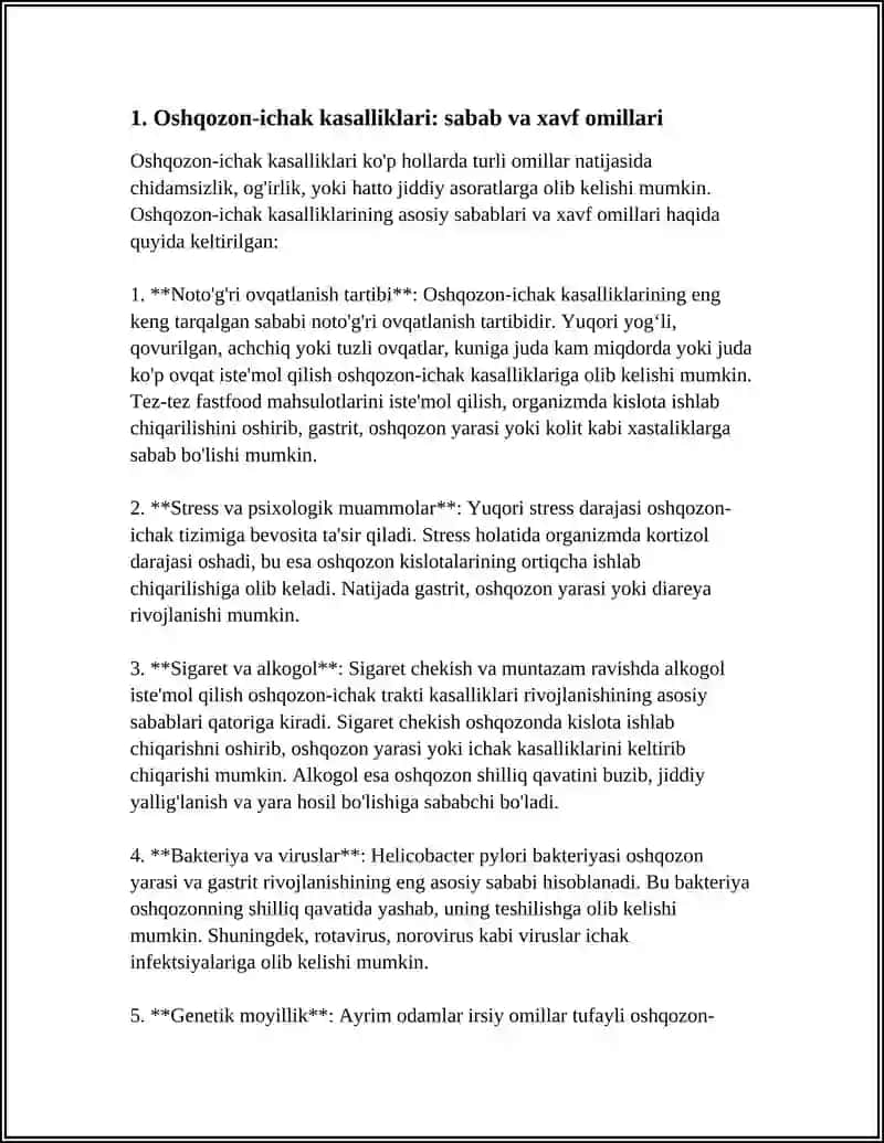 OSHQOZON ICHAK KASALIKLARI ULARNI OLDINI OLISH 3