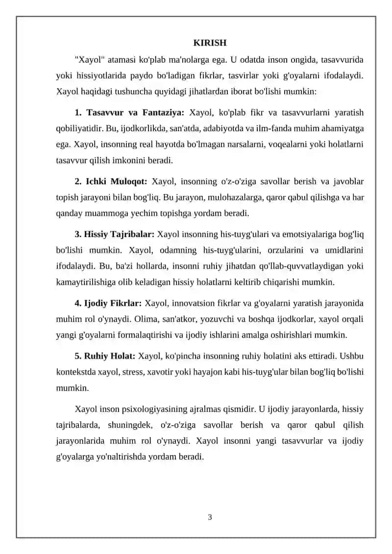 Xayol haqida tushuncha 3