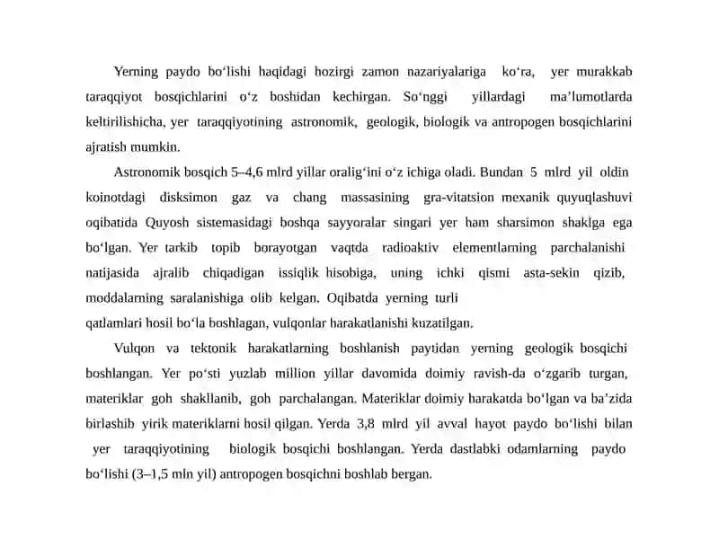 Yerning geologik evolutsiyasi 3