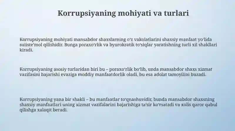 Korrupsiyaning mohiyati, oqibatlari va unga qarshi kurash mexanizmlari 3