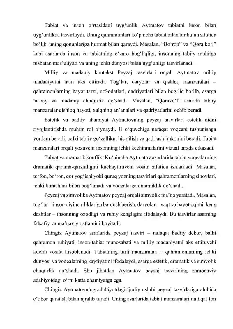 CHINGIZ AYTMATOV ASARLARIDA PEYZAJ TASVIRI 3