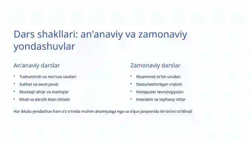 Ta'lim shakllari: dars va darsdan tashqari mashg'ulotlar 3