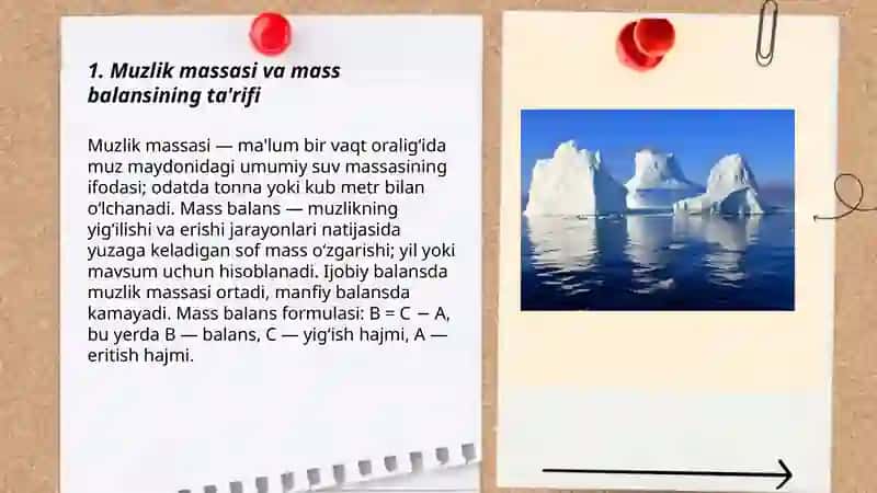 Muzliklar massasi saqlanishi va balansi 3