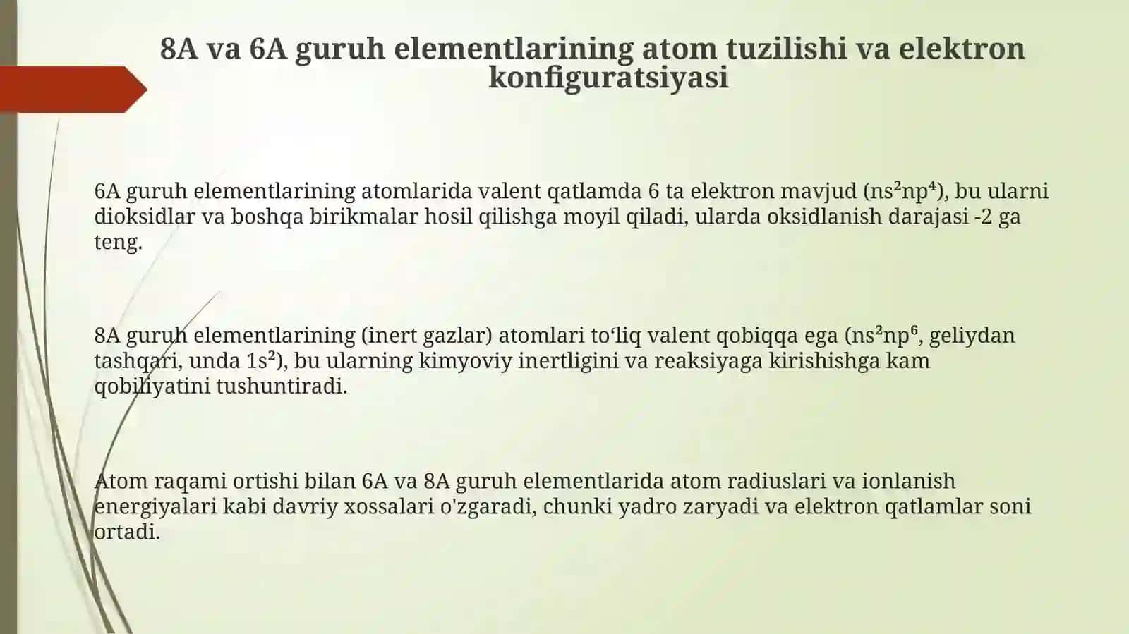 8A va 6A Guruh Elementlari 3
