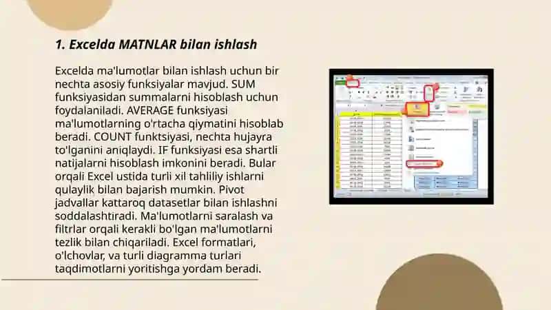 Excelda matnli funksiyalar bilan ishlash 3