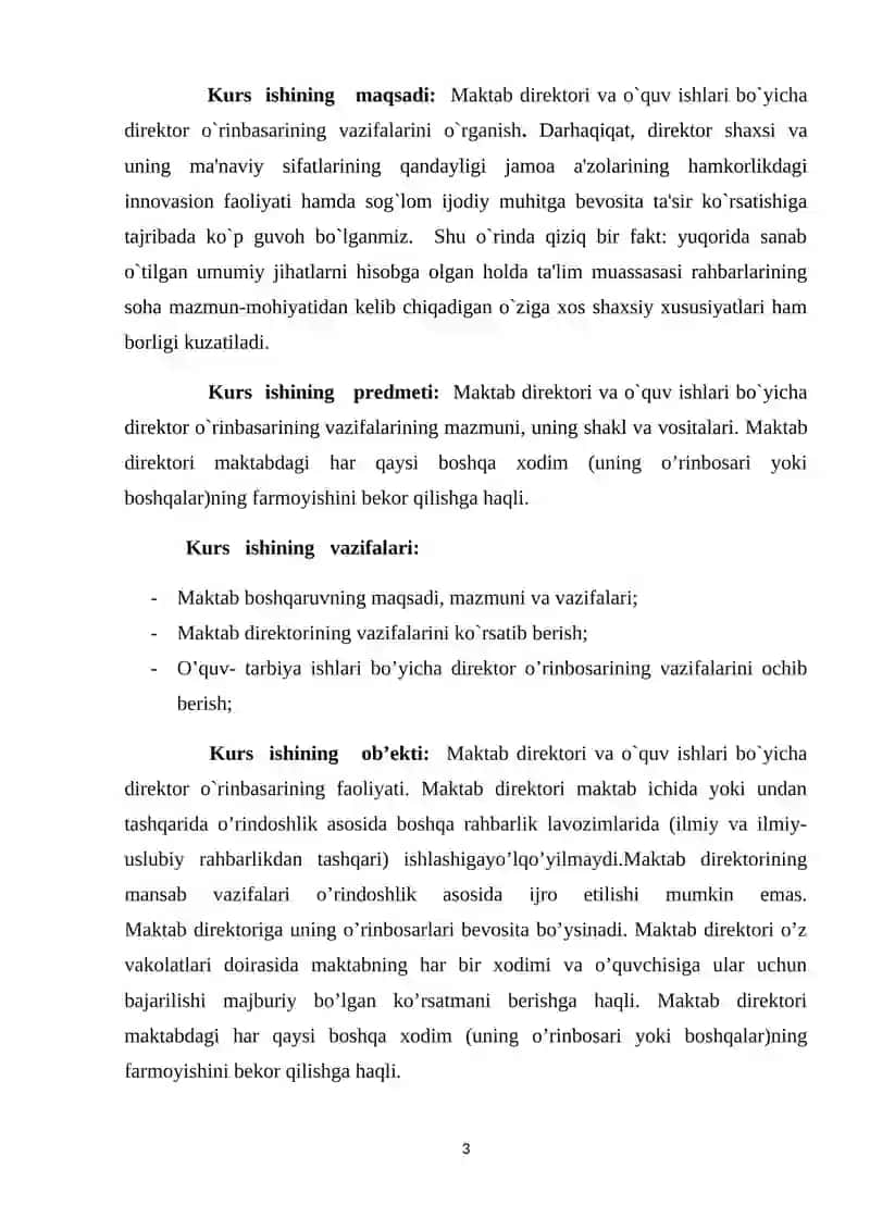 Maktab direktori va uning o’rinbosarlarining ish faoliyati 3