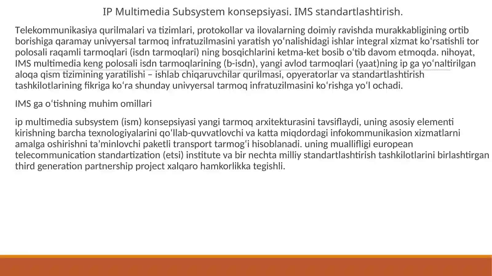 Ip Multimedia Subsystem Konsepsiyasi. IMS Standartlashtirish 3