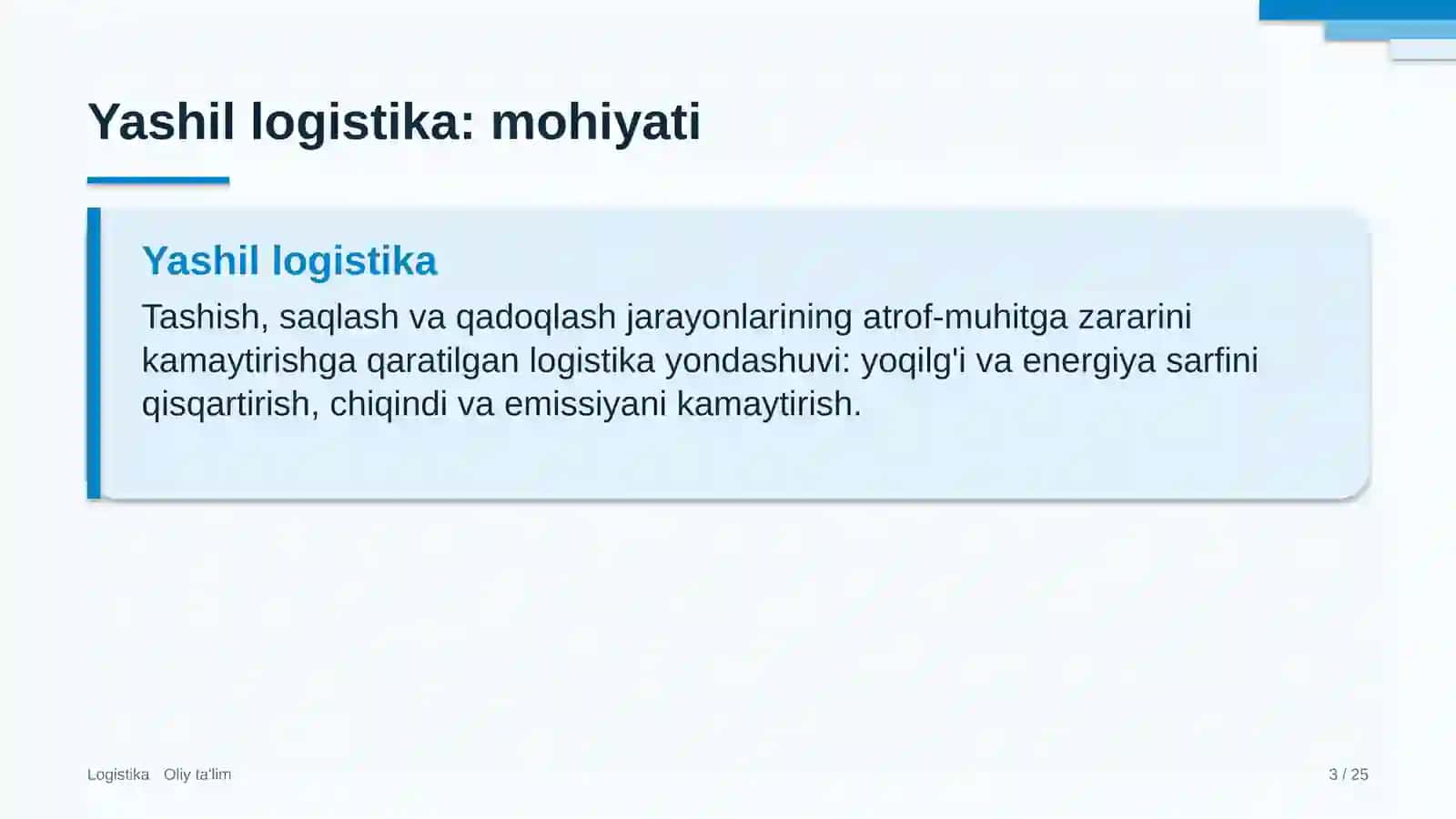 Ko'ngilochar markazlarda yashil logistika 3