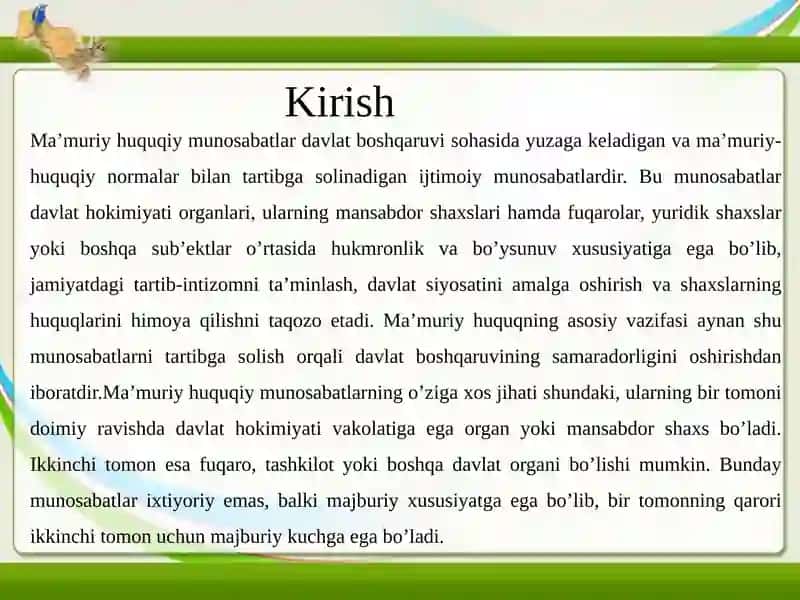 Ma’muriy Huquqiy Munosabatların Turlari 3